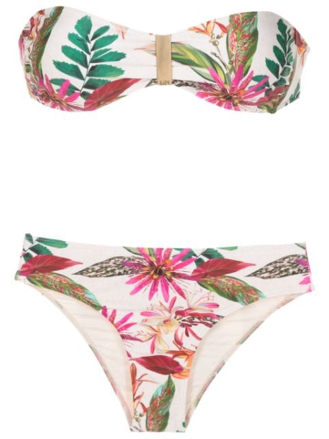 Lygia & Nanny Ester botanical-print bandeau bikini