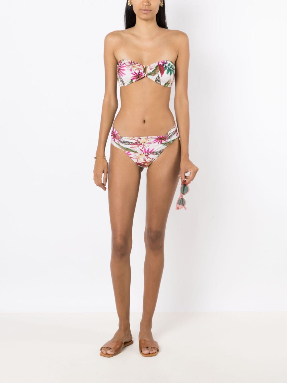 Shop Lygia & Nanny Mika Botanical-print Bikini Top In White