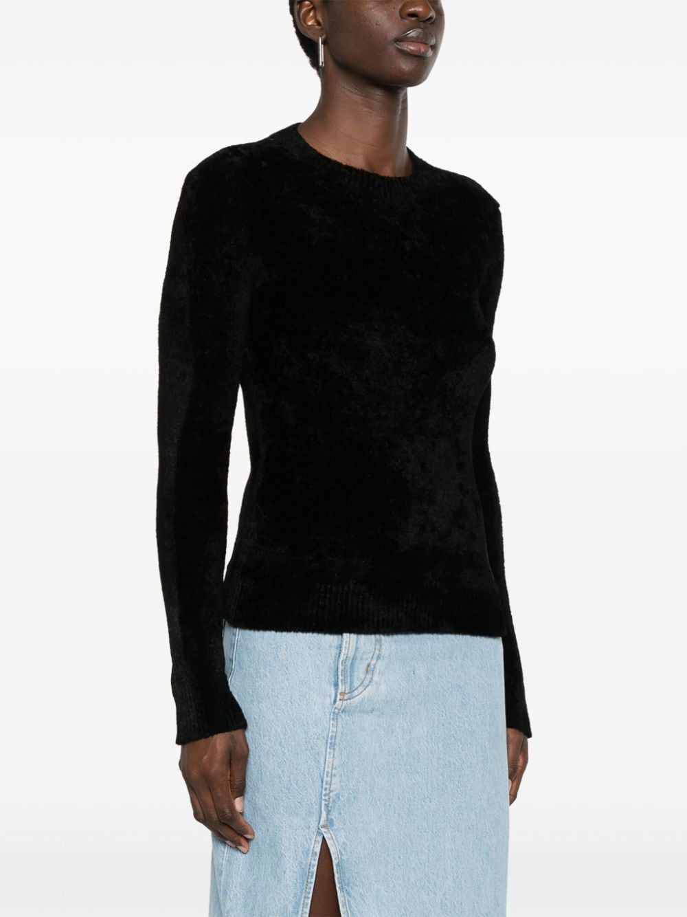 Shop Isabel Marant Panila Chenille-texture Jumper In Black