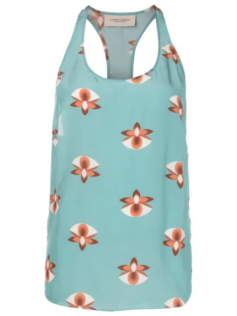 Adriana Degreas orchid-print silk tank top