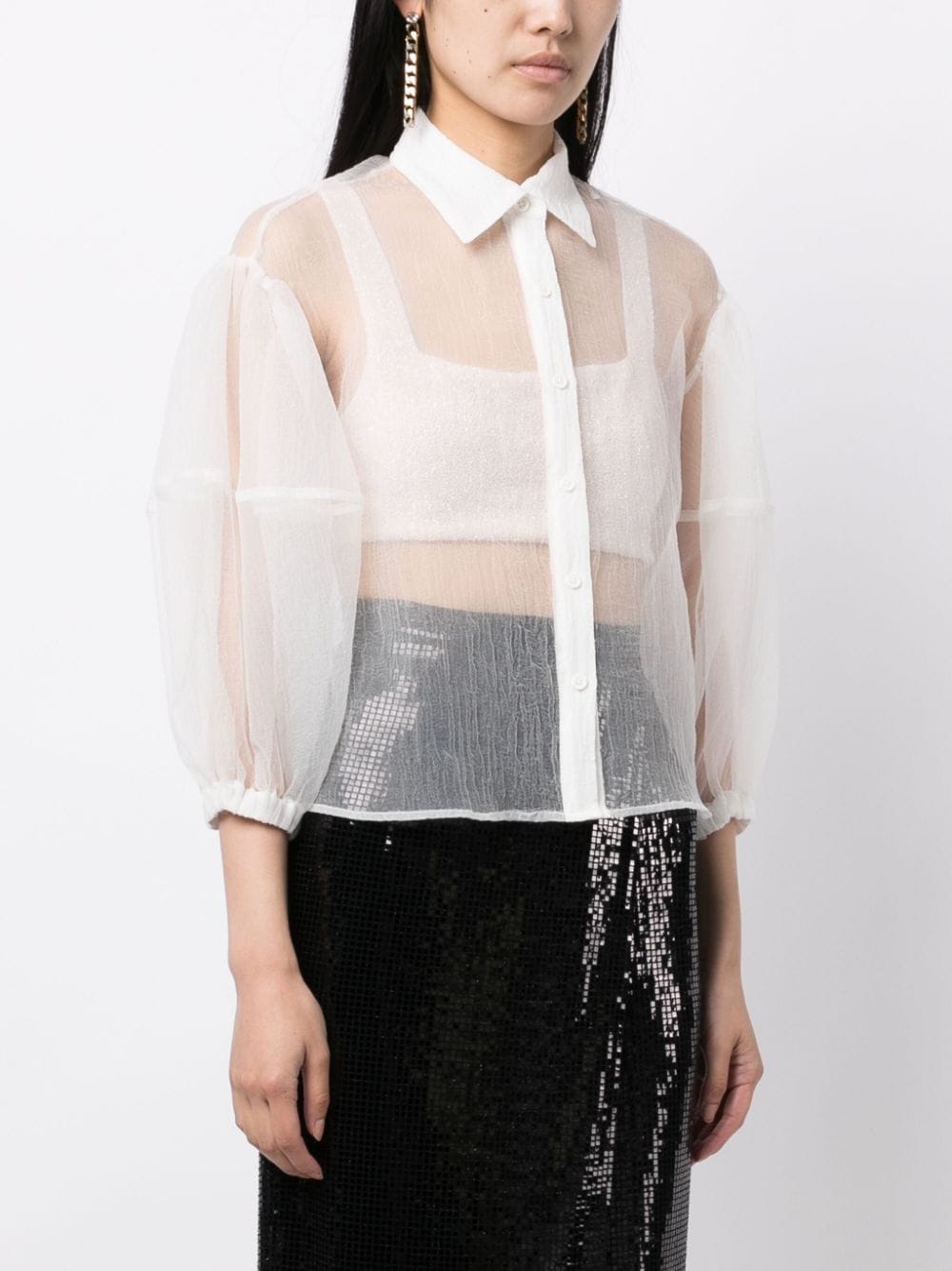 Shop Cynthia Rowley Sheer Organza Shirt In White