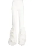Cynthia Rowley frilled-hem zipped flared trousers - White