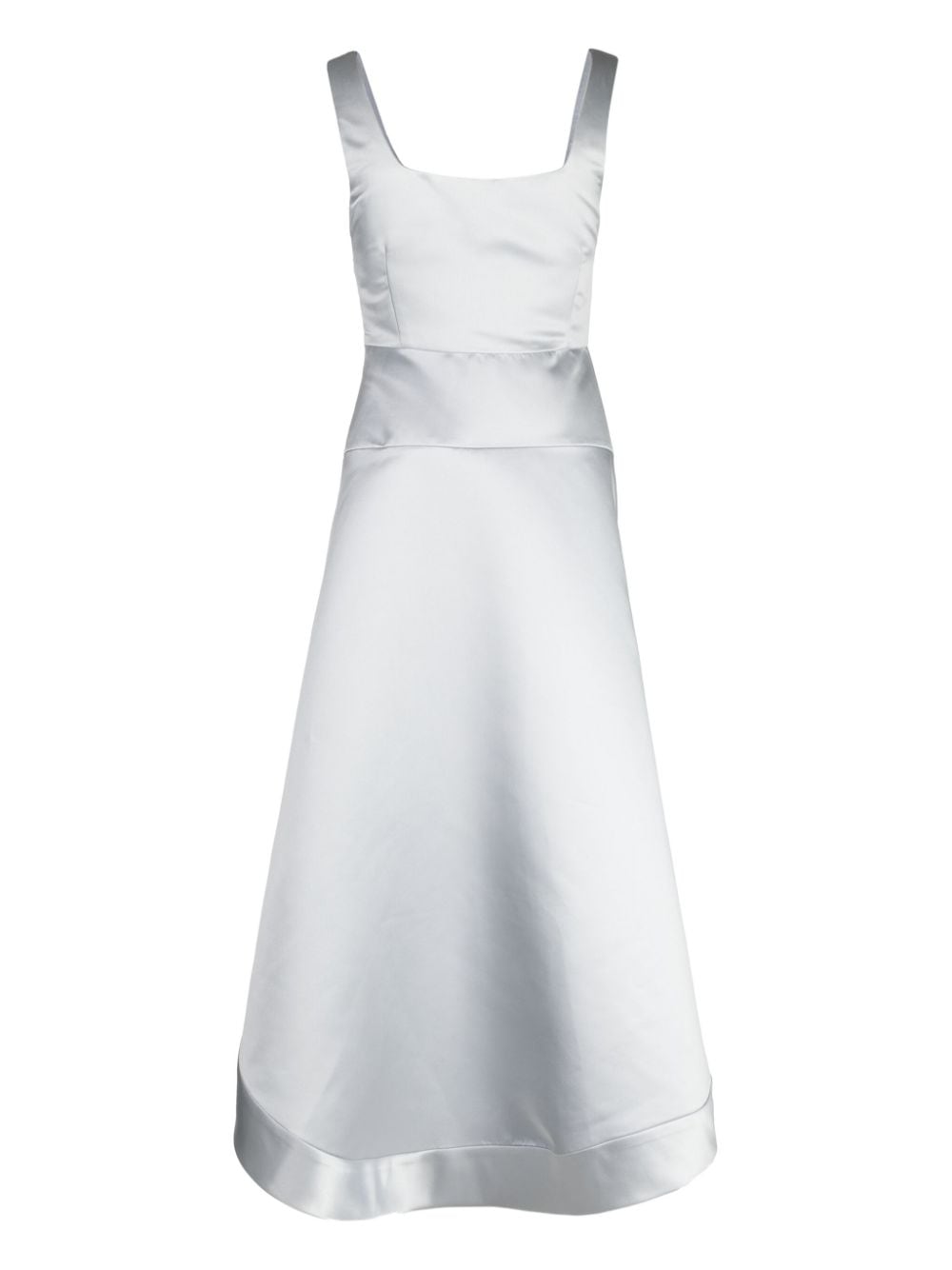 Shop Cynthia Rowley Satin-finish High-low Midi Dress In Silver