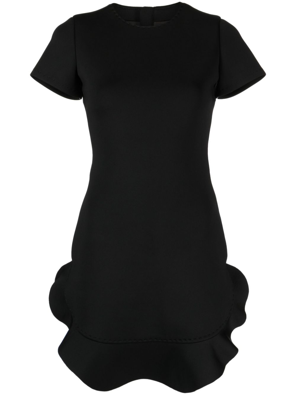 Cynthia Rowley Flounce-hem Short-sleeved Dress In Black