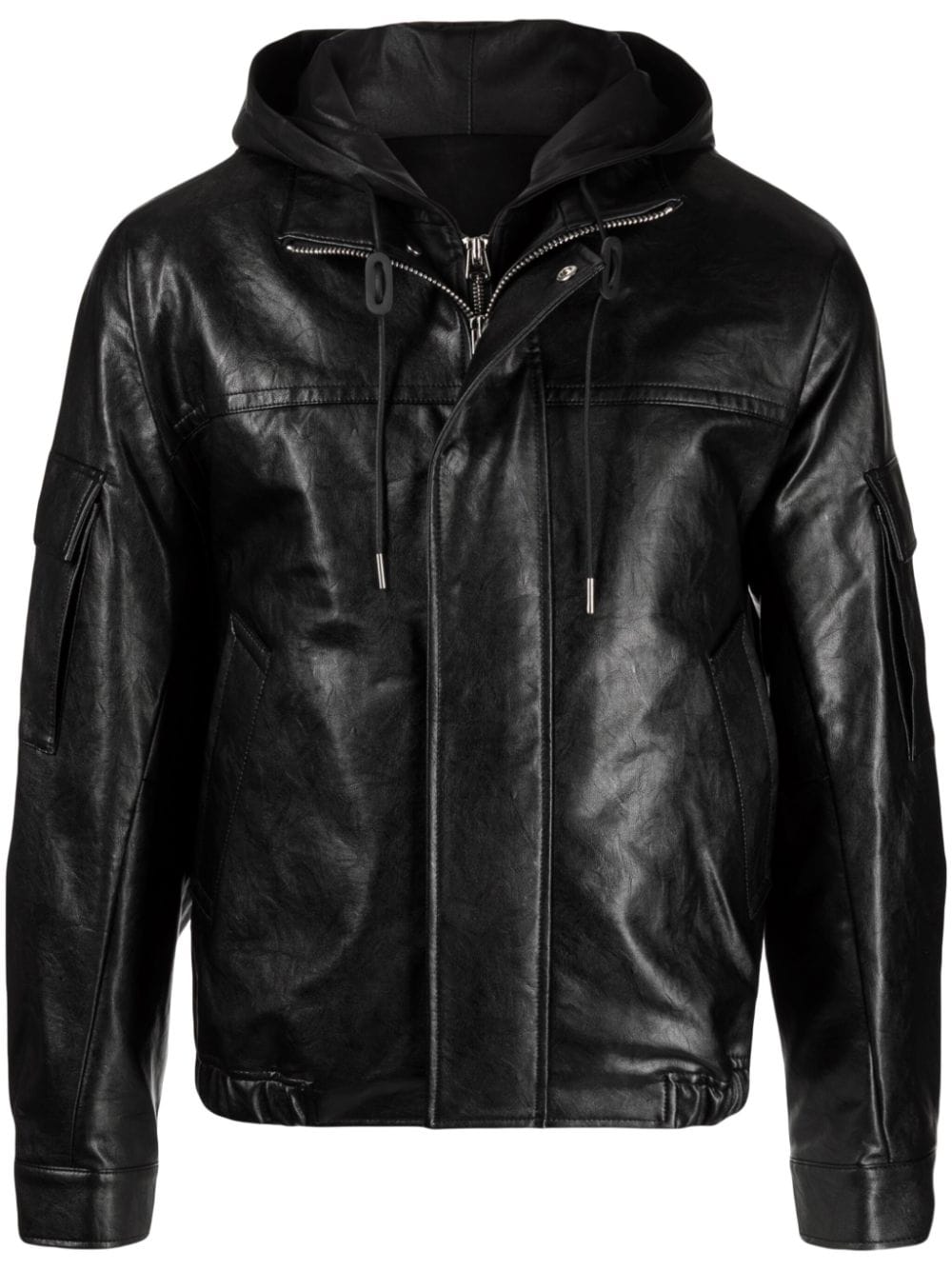 STUDIO TOMBOY zip-up hooded leather jacket - Nero