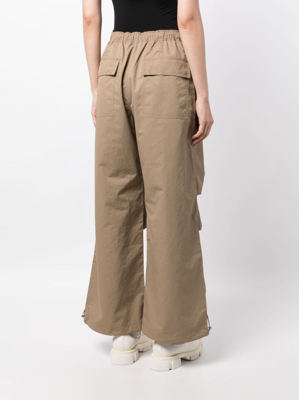 Shop Jnby Gathered-detail Wide-leg Trousers In Brown