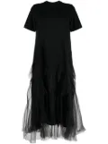 JNBY tulle-panel cotton midi dress - Black