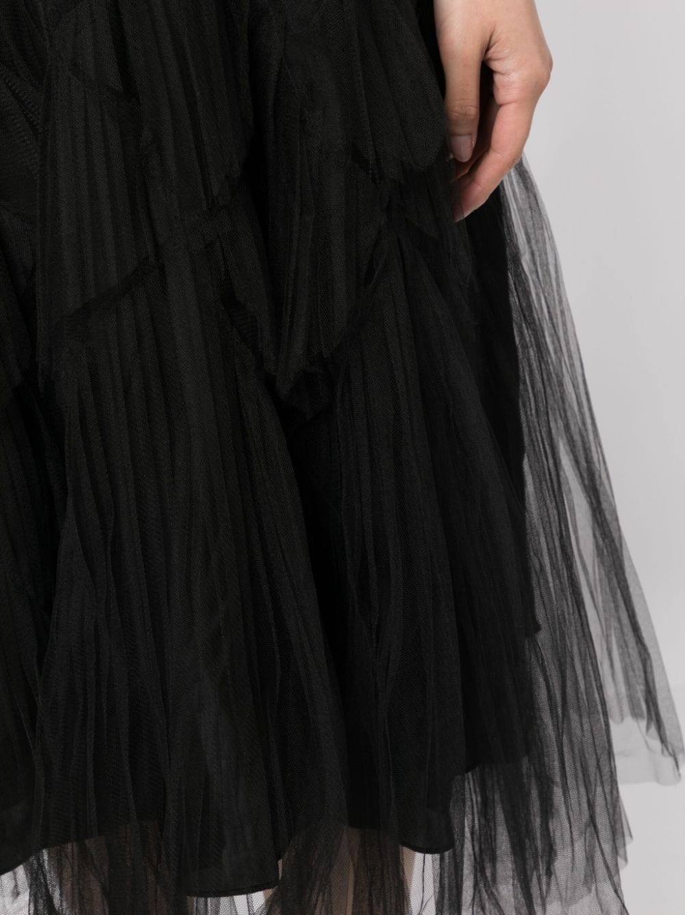 Shop Jnby Tulle-panel Cotton Midi Dress In Black