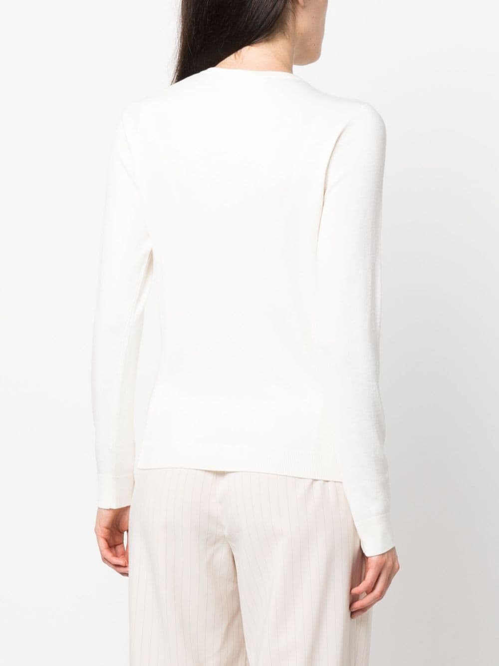 Shop Liu •jo Logo-embellished V-neck Jumper In White