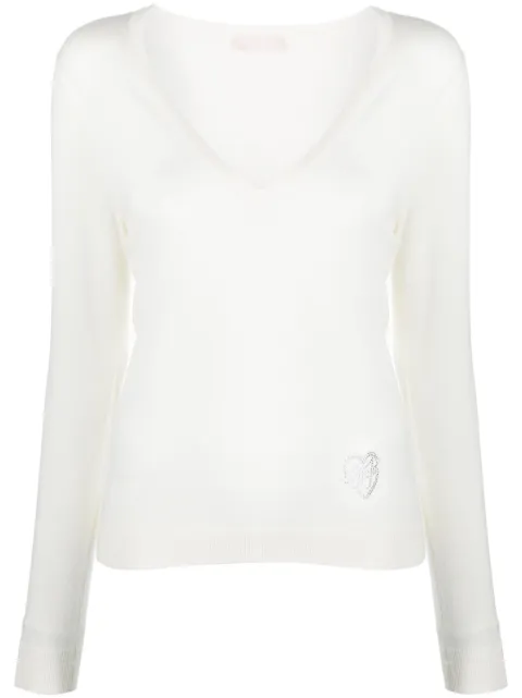 LIU JO logo-embellished V-neck jumper