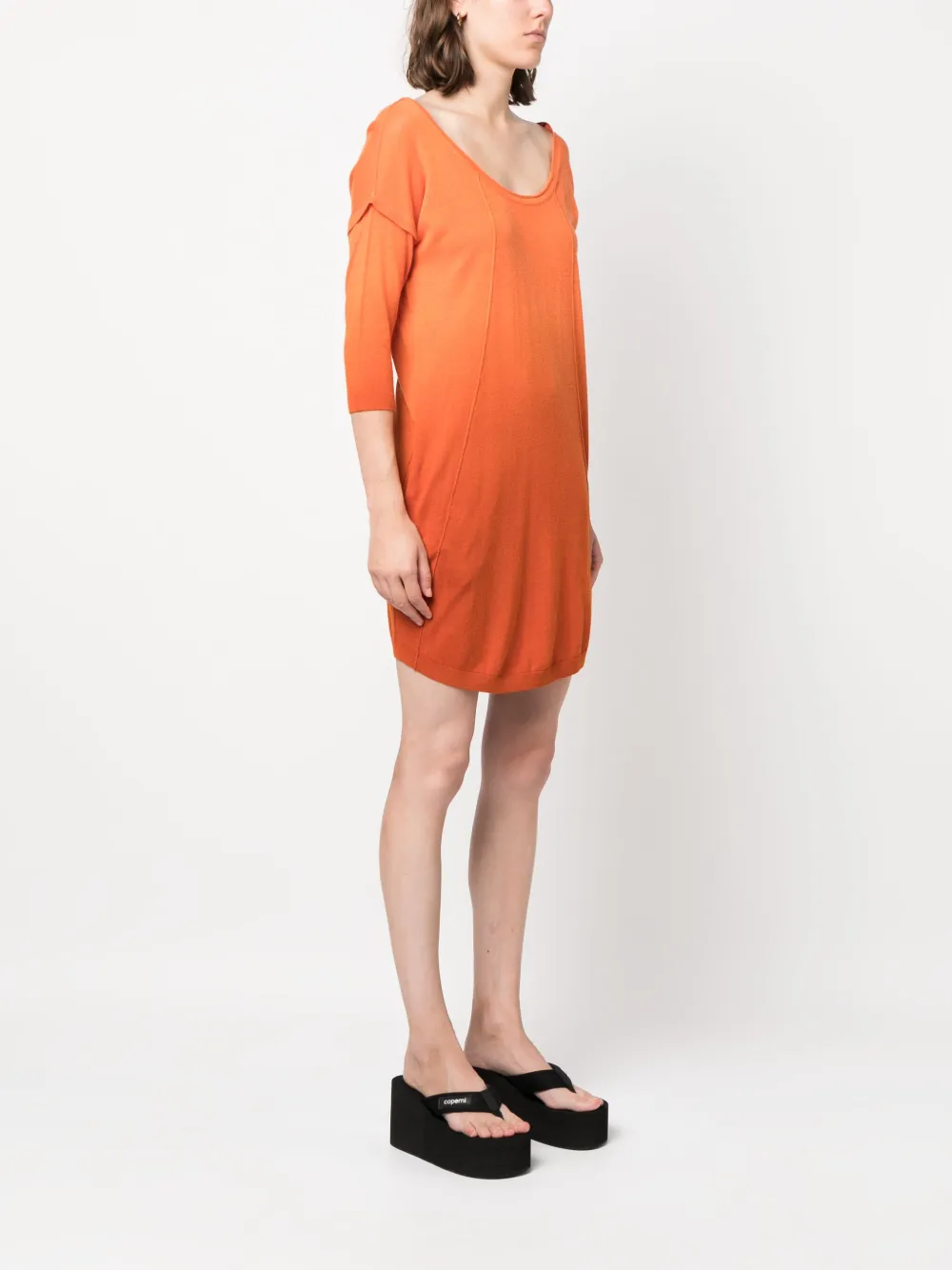 Diesel Round-neck Cotton Dress In Orange