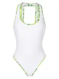 PUCCI Marmo-print trim swimsuit - White