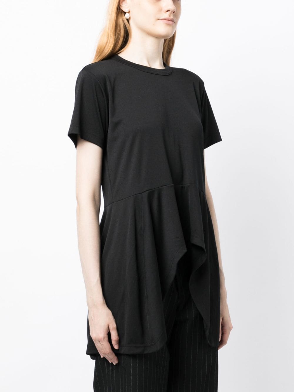 Shop Comme Des Garçons Round-neck Asymmetric T-shirt In Black