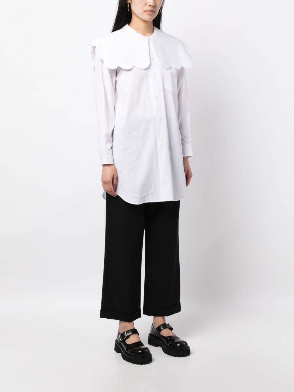 Shop Comme Des Garcons Girl Cotton Long-length Shirt In White