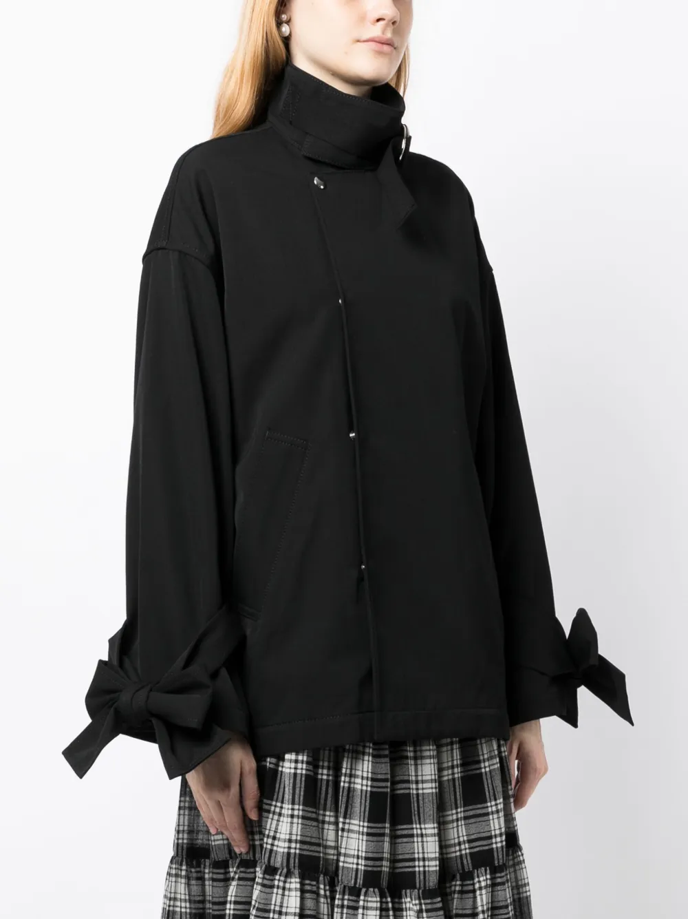 Shop Comme Des Garçons Tao Wool-cotton Blend Jacket In Black