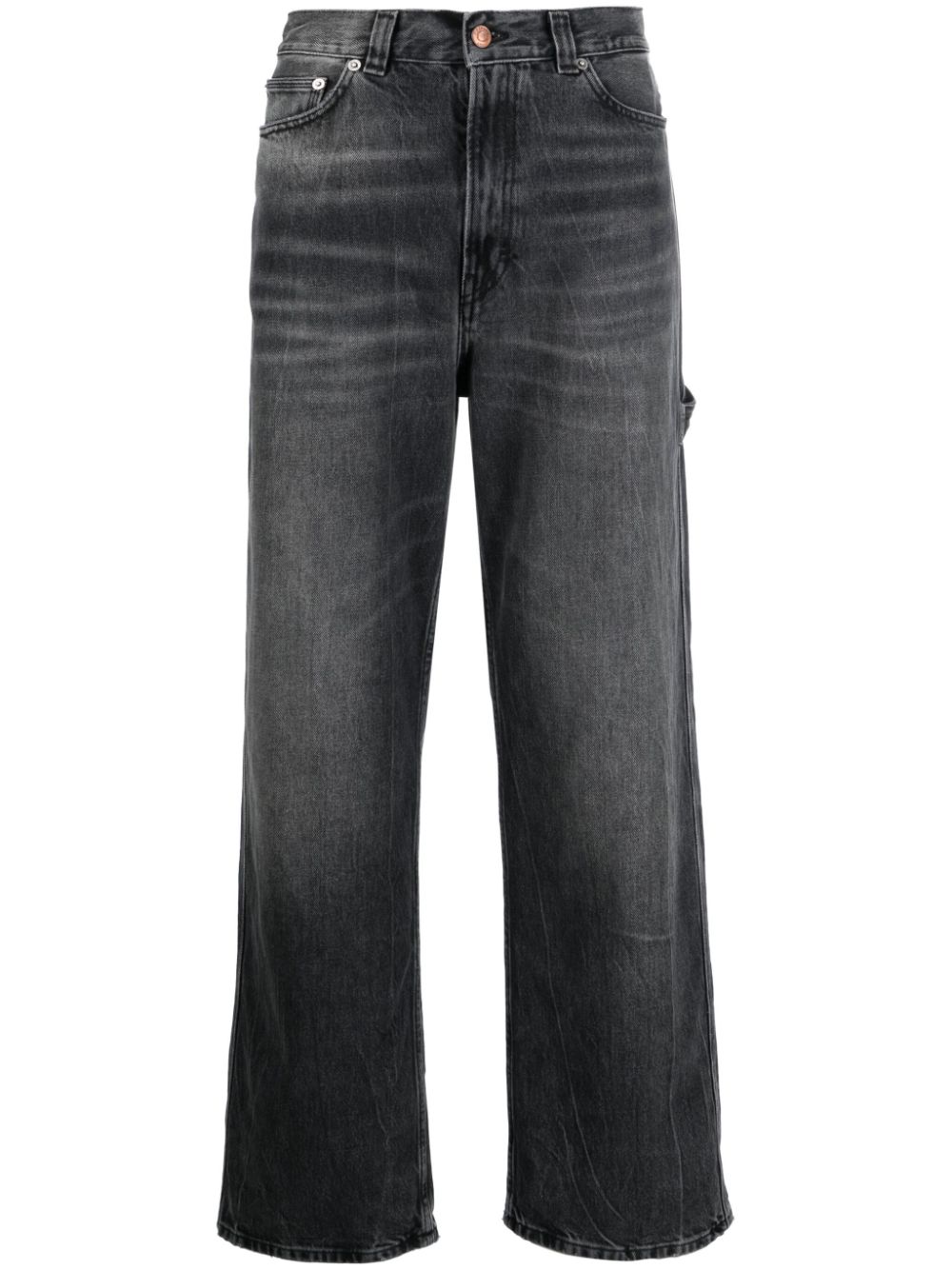 Haikure whiskering-effect wide-leg jeans - Black