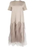 JNBY tulle-panel cotton midi dress - Neutrals