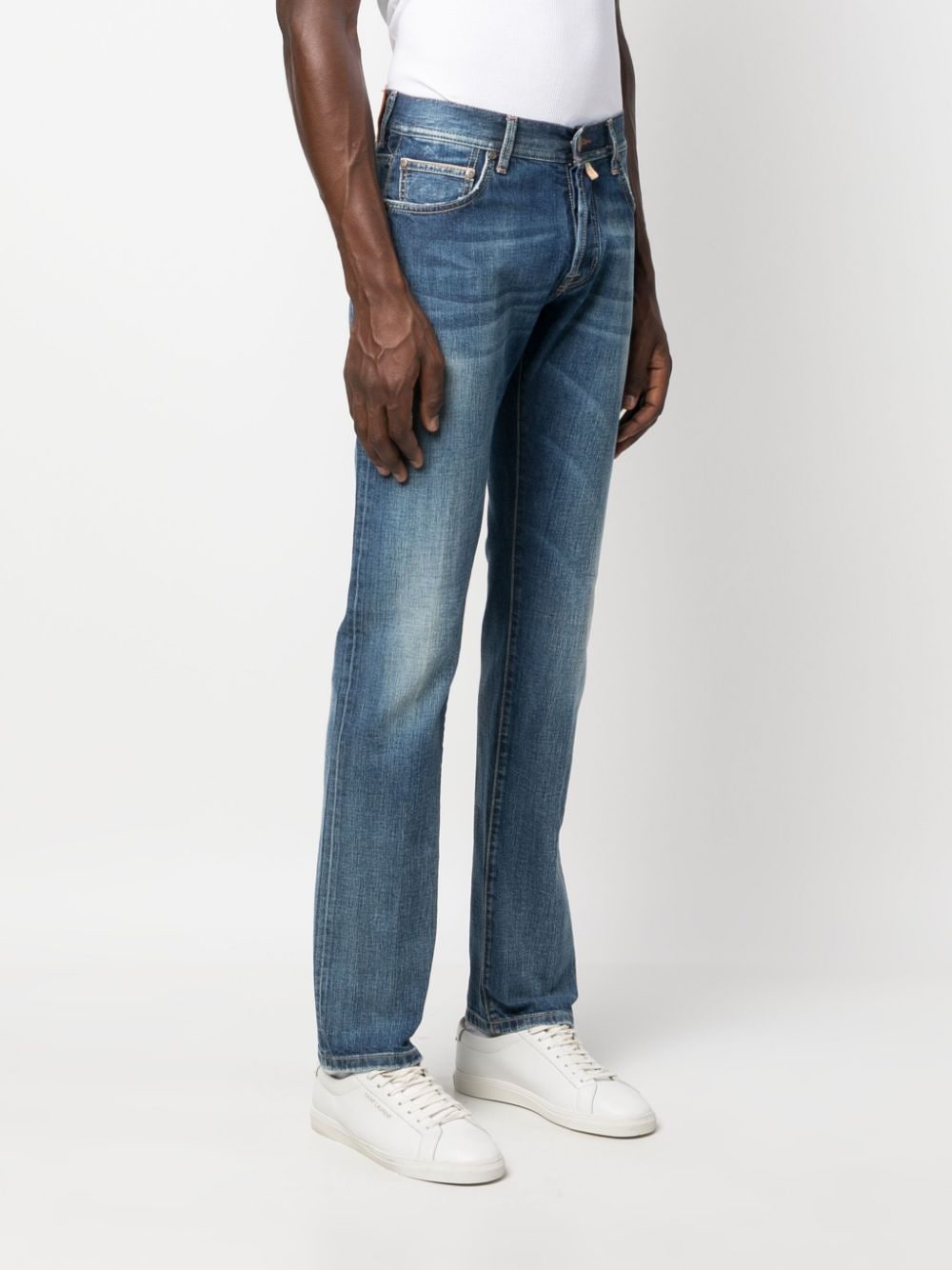 Shop Corneliani Straight-leg Cotton Jeans In Blau