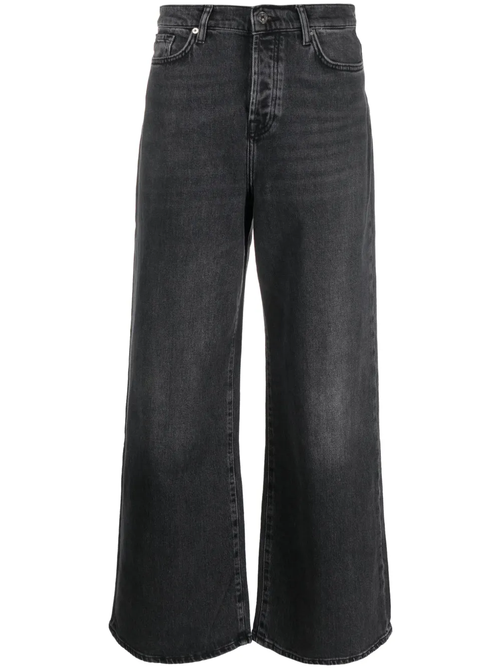 7 For All Mankind Modern Dojo High-rise Flared Jeans In Schwarz