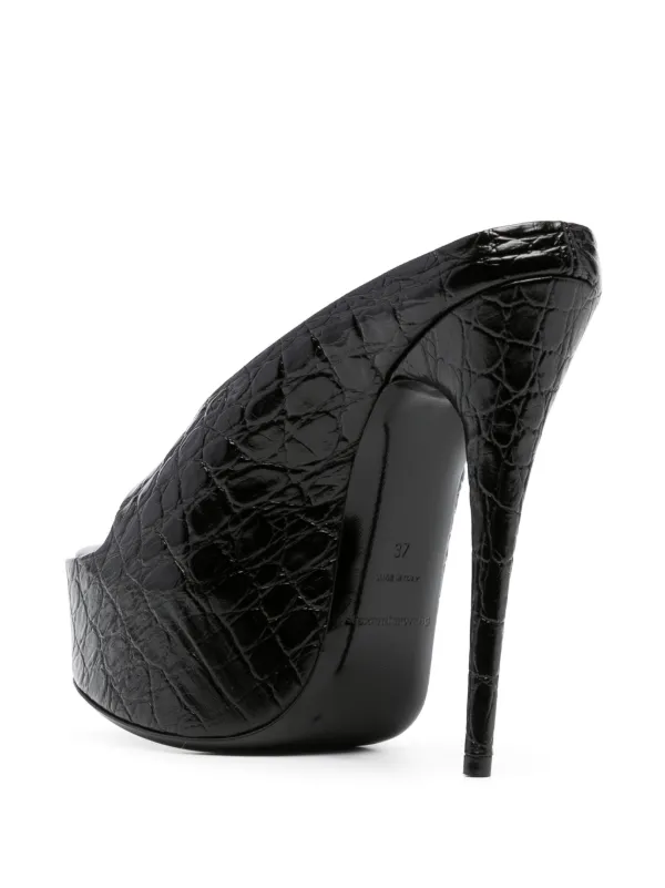 Alexander Wang 150mm crocodile-effect Sandals | Black | FARFETCH