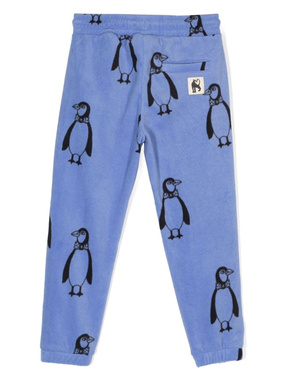 Mini Rodini penguin-print fleece track pants - Blauw