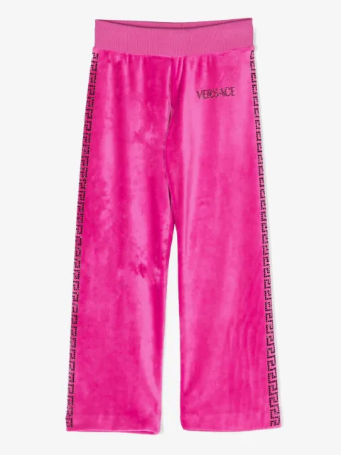 Versace Kids crystal-embellished Greca-print trousers