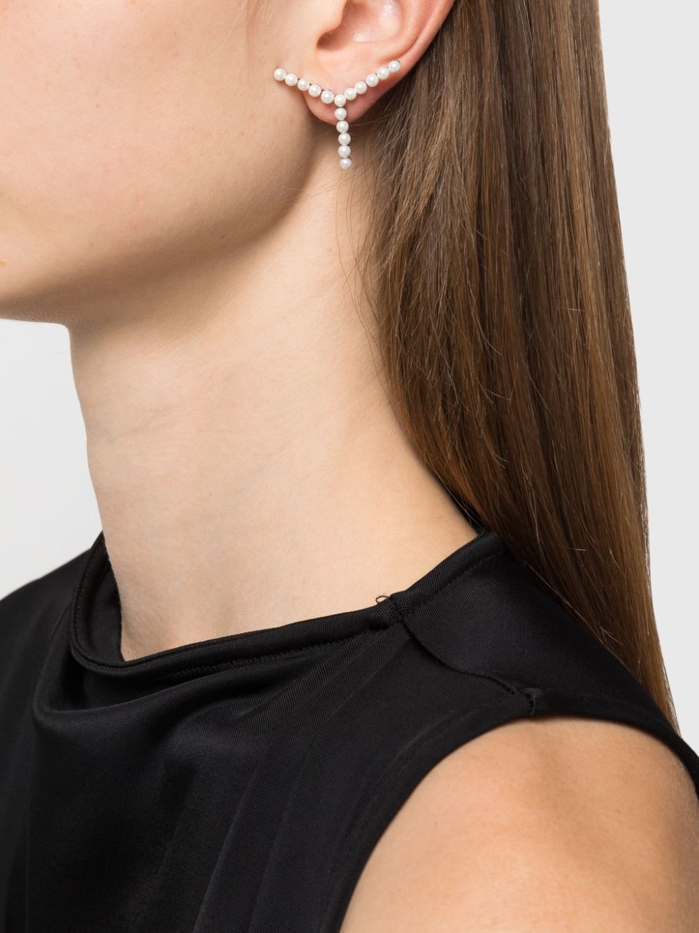 Shop Y/project Y-shaped Mother-of-pearl Earrings In White