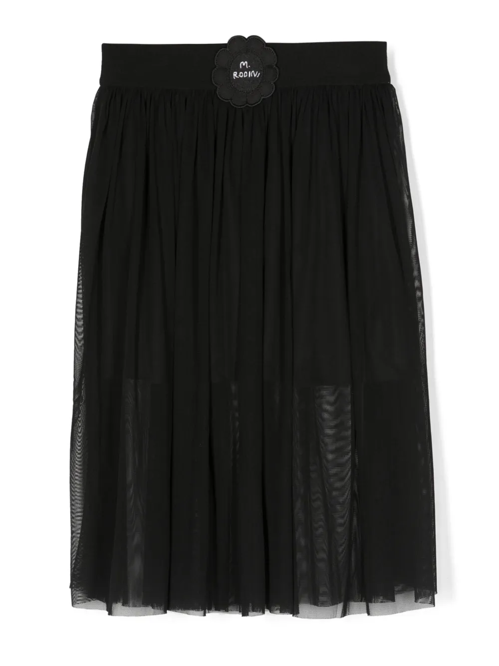Mini Rodini Kids' Floral-appliqué Pleated Midi Skirt In Black