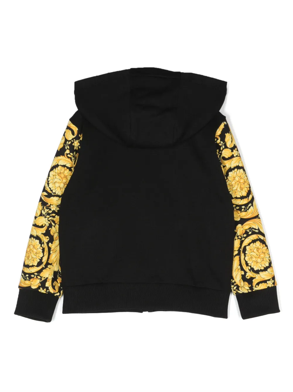 Versace Kids baroque-print cotton zipped hoodie - Zwart