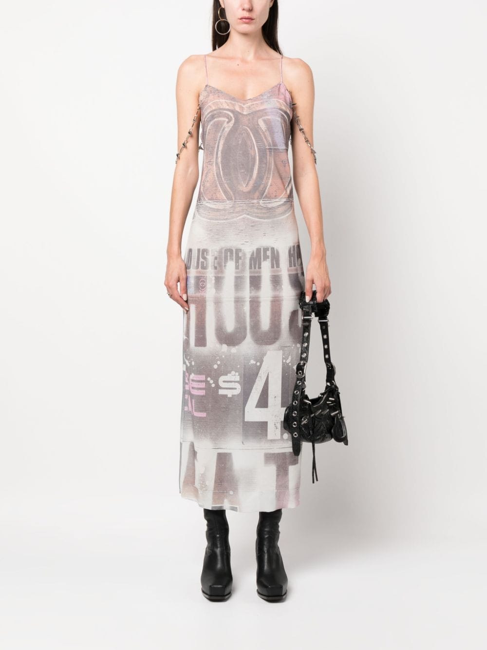 Shop Alyx Graphic-print Midi Dress In Grey