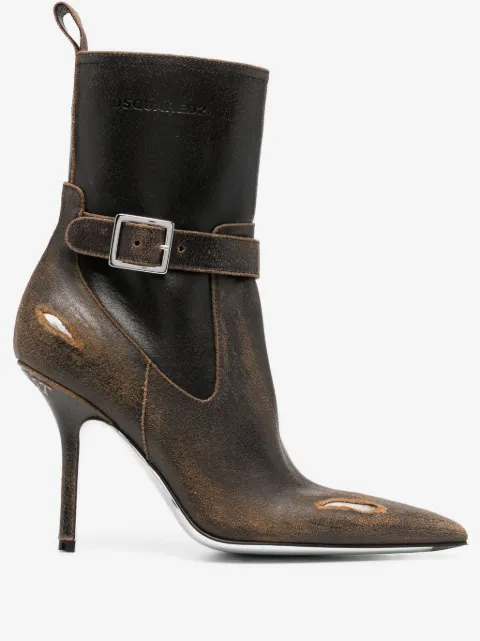 DSQUARED2 100mm distressed pointed-toe ankle boots