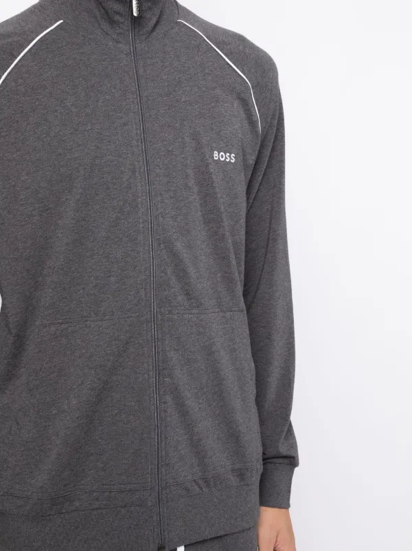 BOSS ロゴ刺繍入りジップアップコットンジャージー BOSS embroidered-logo zip-up Jacket | Grey | FARFETCH LB