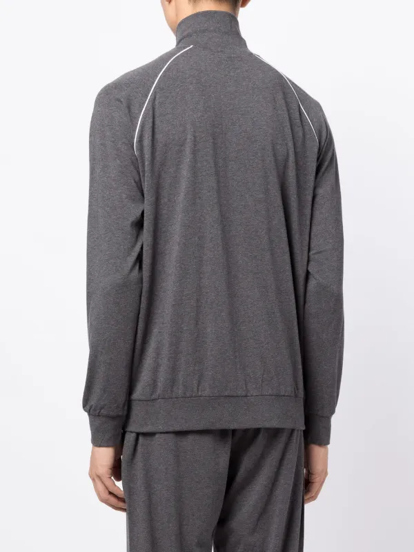 BOSS ロゴ刺繍入りジップアップコットンジャージー BOSS embroidered-logo zip-up Jacket | Grey | FARFETCH LB