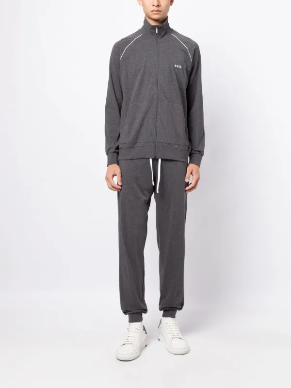 BOSS ロゴ刺繍入りジップアップコットンジャージー BOSS embroidered-logo zip-up Jacket | Grey | FARFETCH LB