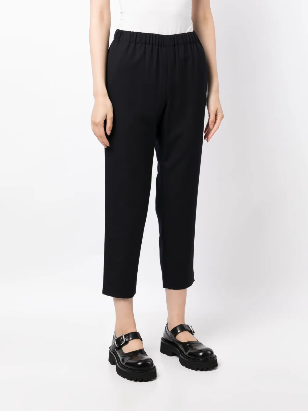 Shop Comme Des Garçons Wool Cropped Trousers In Blau