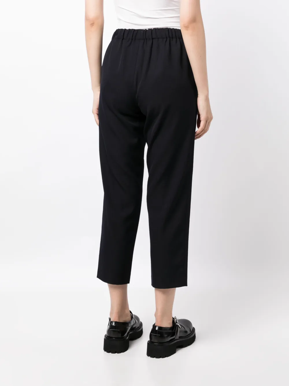 Shop Comme Des Garçons Wool Cropped Trousers In Blau