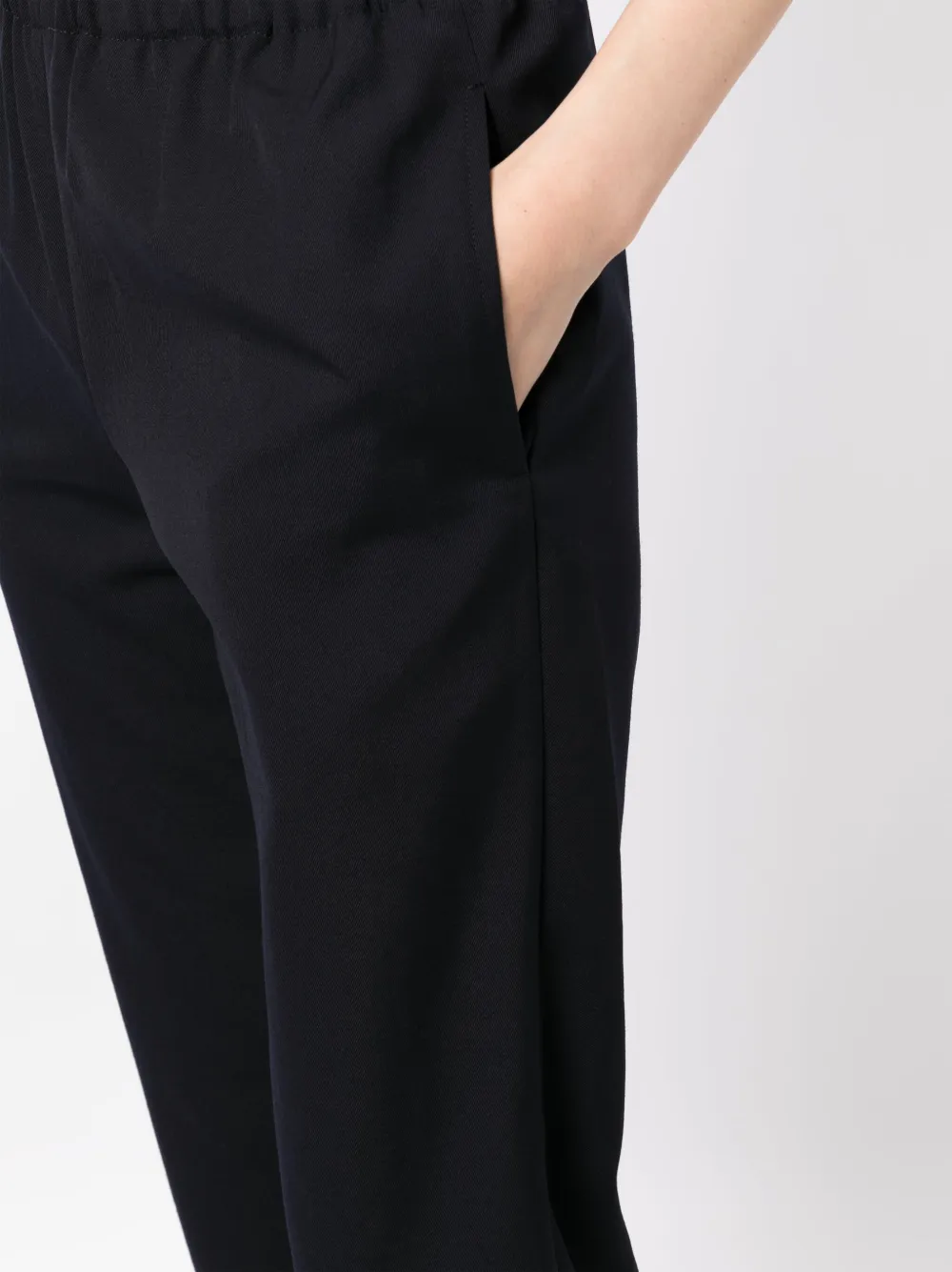 Shop Comme Des Garçons Wool Cropped Trousers In Blau