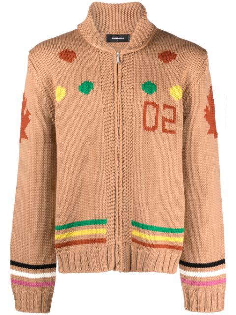 DSQUARED2 intarsia-knit zip-up cardigan Men