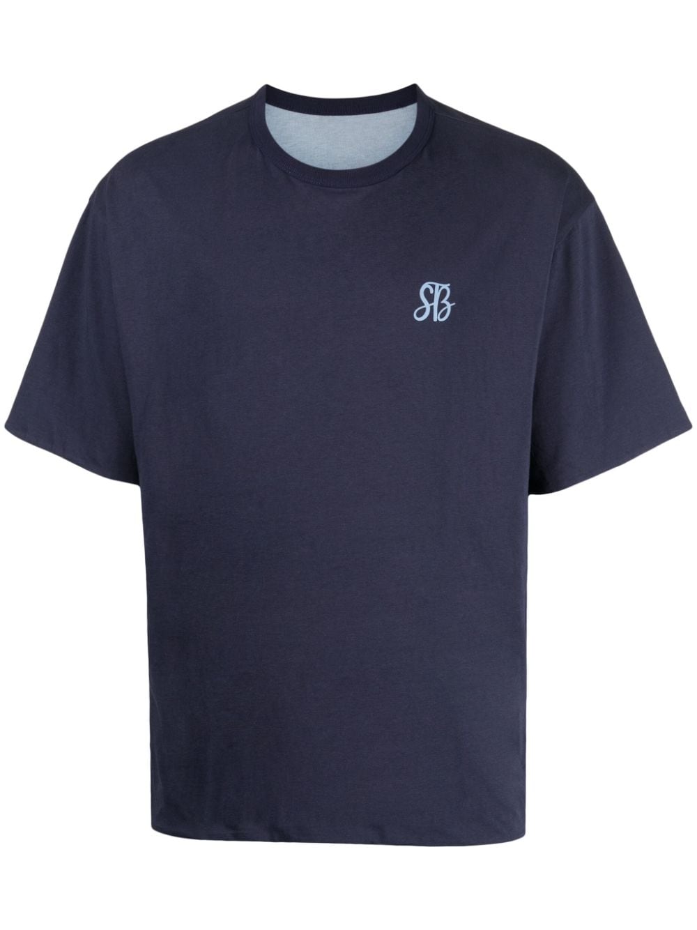 studio tomboy t-shirt en coton à imprimé reverse logo - bleu