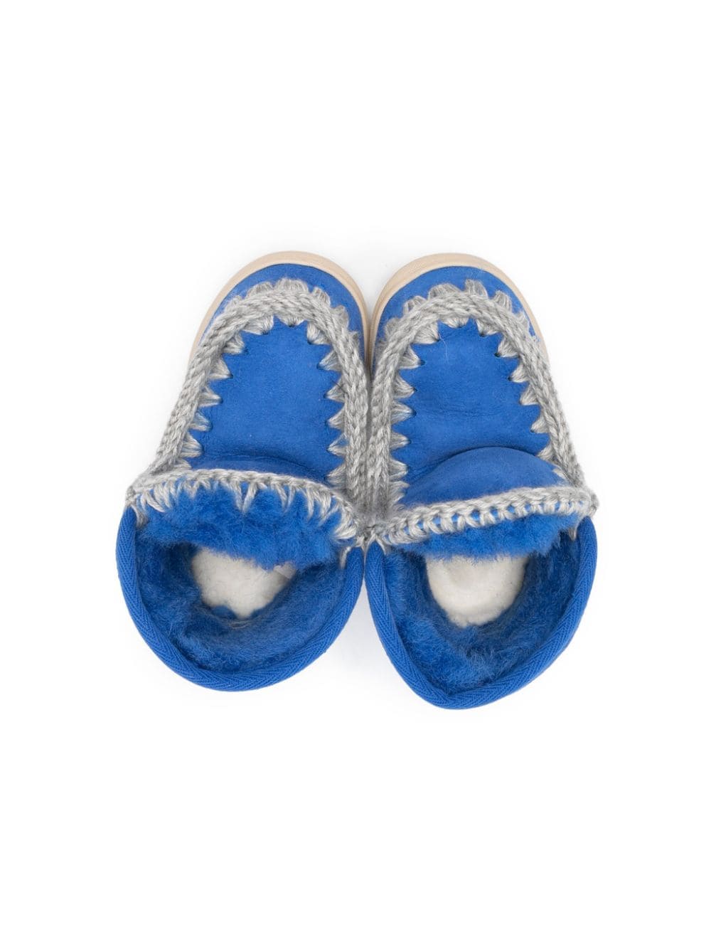 Shop Mou Crochet-trim Suede Boots In Blue