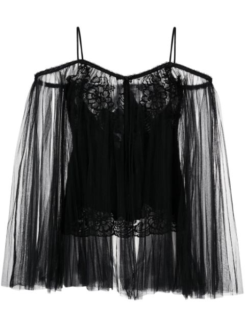 Alexander Wang lace-embroidered charmeuse tunic top Women