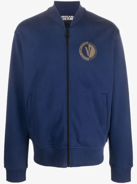 Versace Jeans Couture logo-print cotton bomber jacket