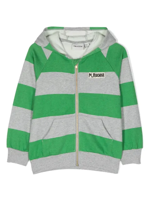 Mini Rodini striped cotton zip-up hoodie