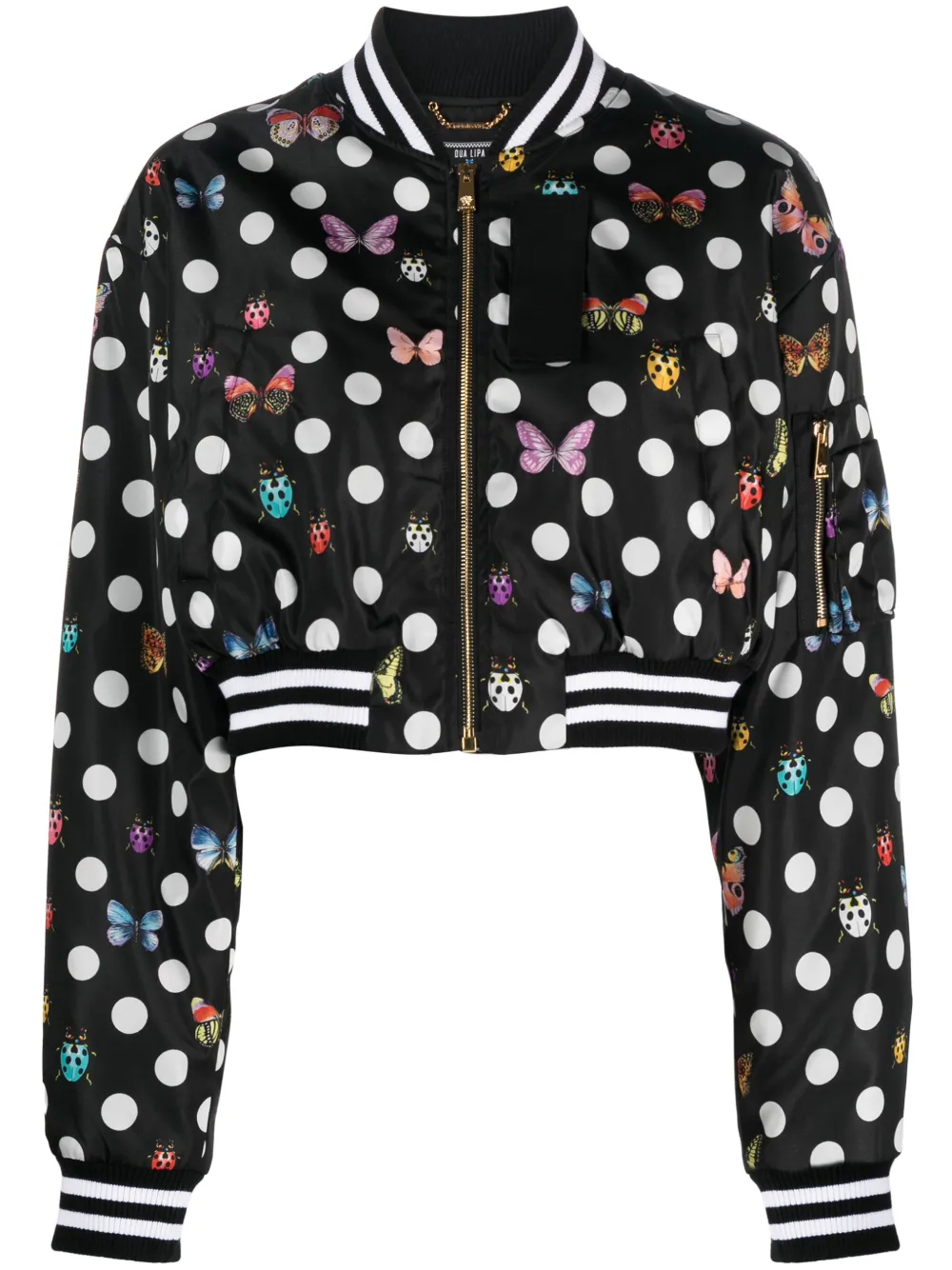 Versace x Dua Lipa Butterflies cropped bomber jacket – Black