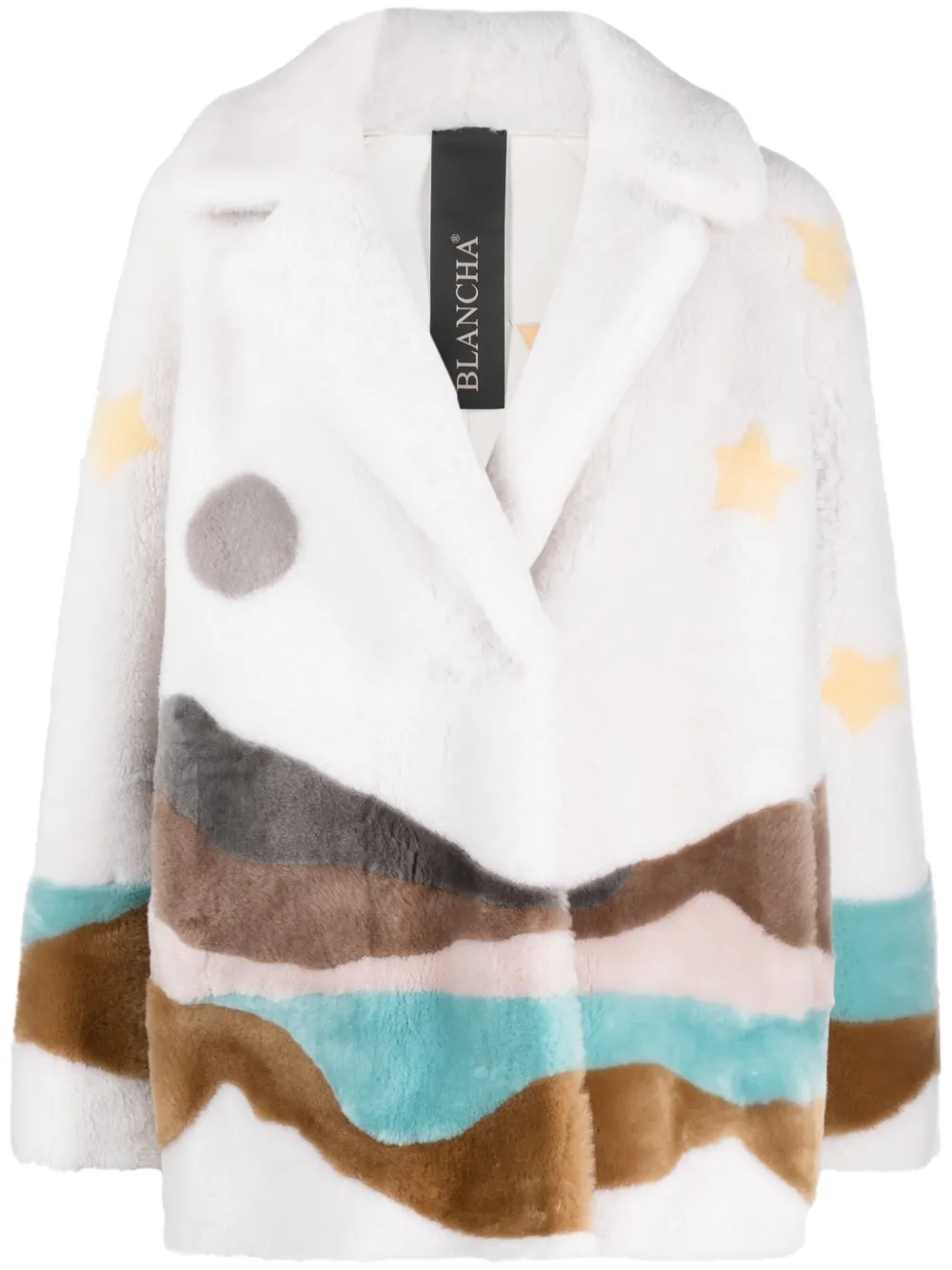 Blancha Patterned-intarsia Shearling Jacket In White