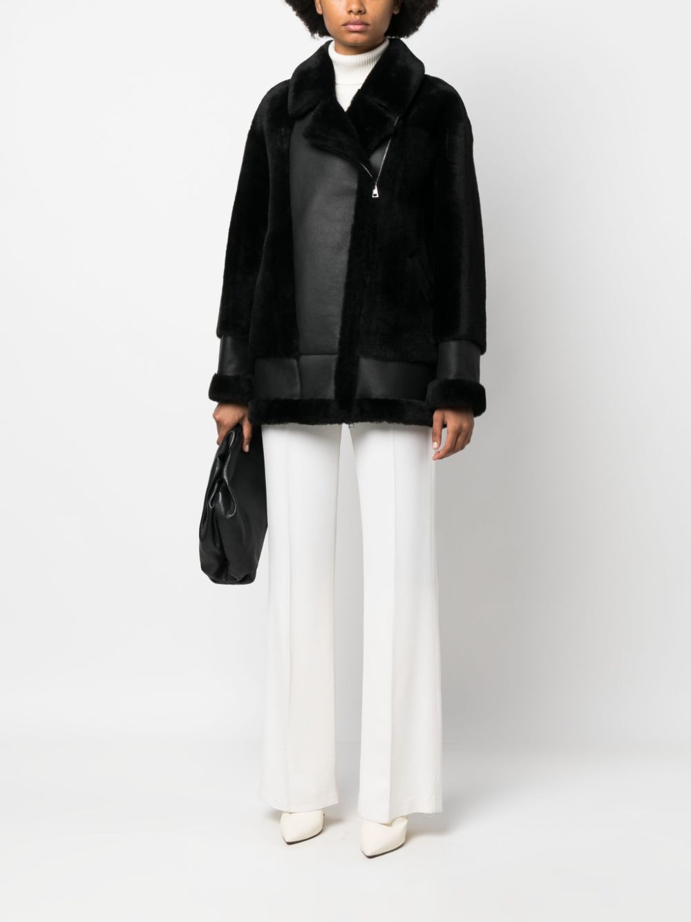 Whistles faux outlet shearling biker jacket