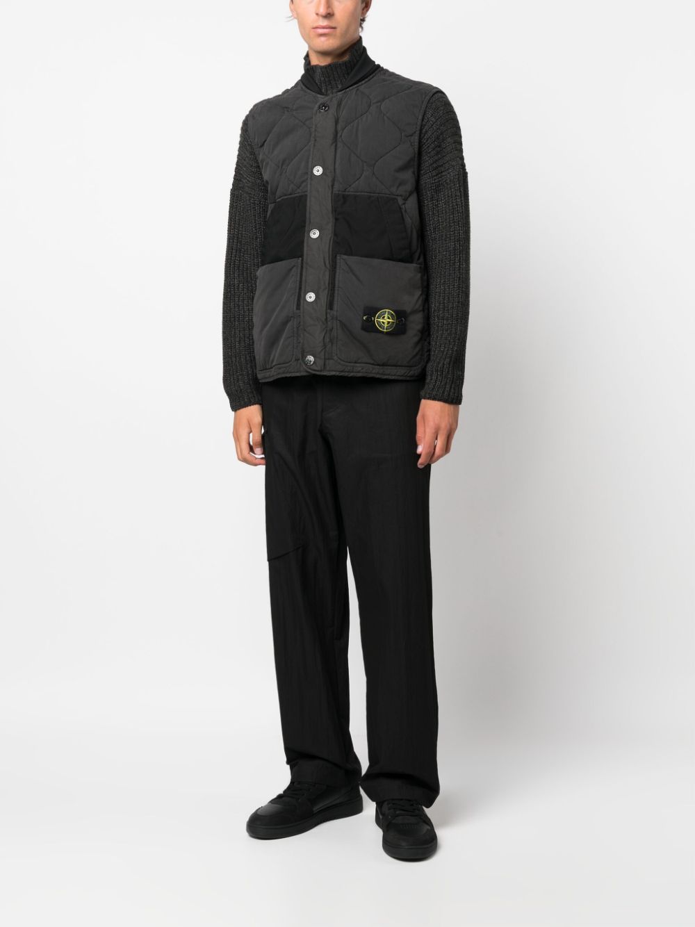 Shop Stone Island Compass-patch Quilted Gilet In Black