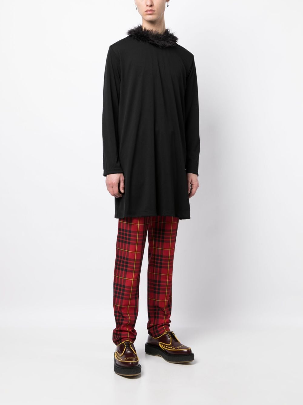 Comme Des Garçons Homme Plus feather-trim detail long-sleeve T-shirt - Zwart