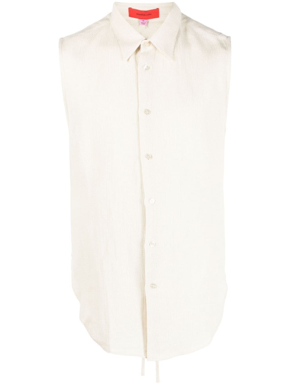 White Sleeveless Button Up Shirt