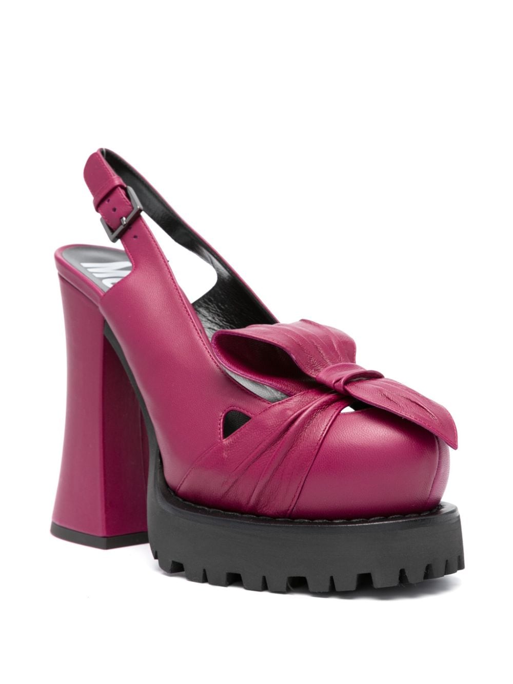Shop Moschino 130mm Leather Slingback Pumps In Purple